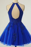 Lace Prom Dresses Cocktail Girls Appliques Homecoming Dresses, Short Graduation Dress HZ0509