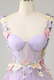 A Line Lavender Short Homecoming Dress With 3D Floral HZ0509