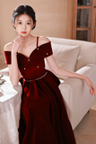 Red Off Shoulder Straps Tea Length Formal Dress, New Homecoming Dress HZ0509