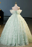 Tulle and Lace Long Formal Dress, Green Party Dress Prom Dress HZ0509