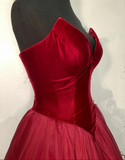 Burgundy Party Dresses, Velvet and Silk Organza Ball Gown online for Sale HZ0509