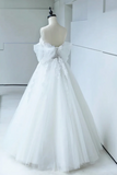 the Shoulder White Lace Wedding Dresses, White Lace Bridal Dresses HZ0509