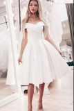 Off-the-Shoulder White Short Prom Dress, Homecoming Dresses HZ0509
